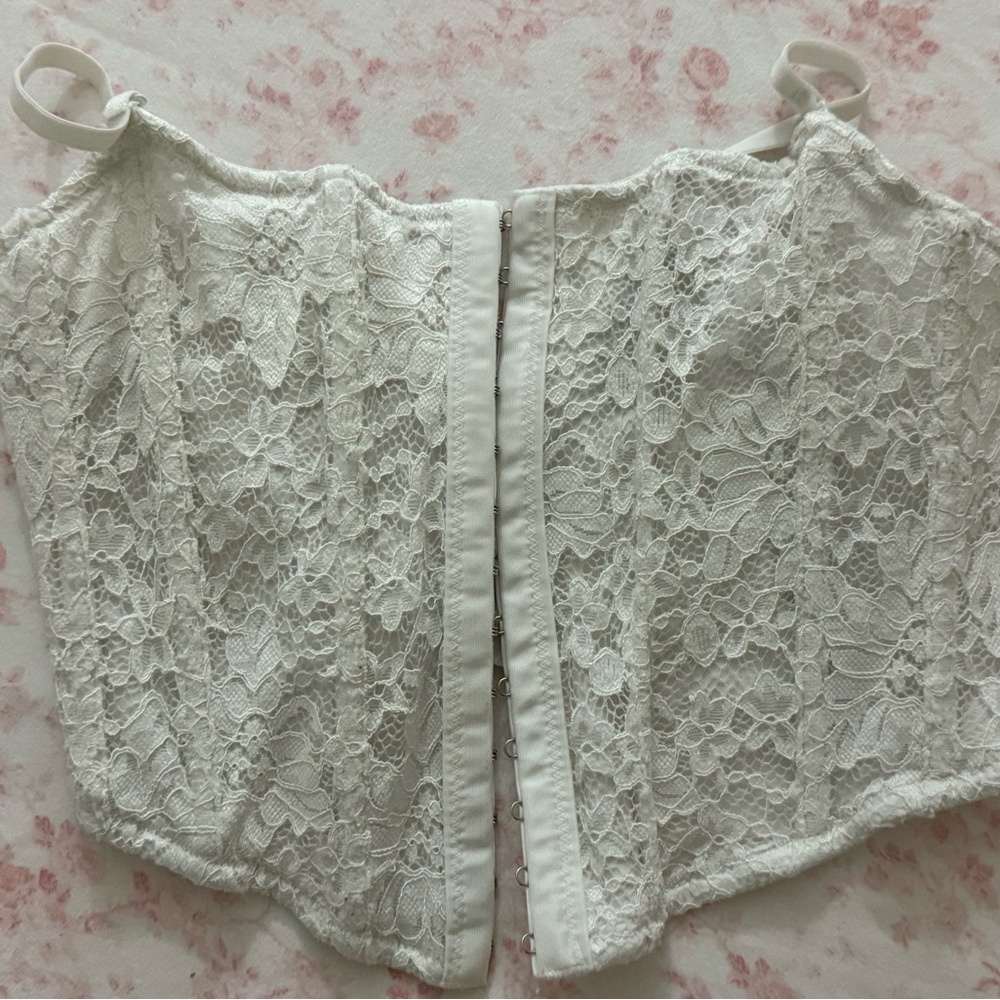Garage White Lace Corset Top